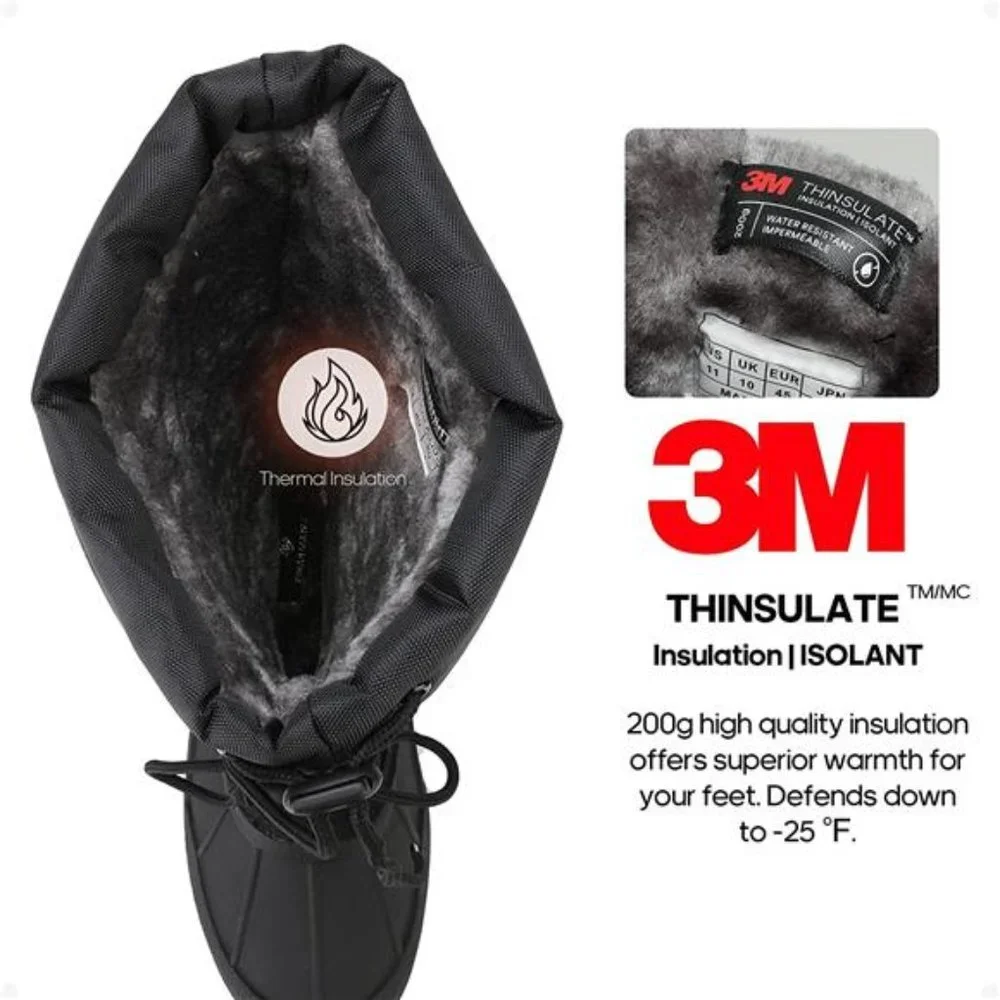 Men's Waterproof Hiking Winter Snow Boots Insulated Fur Liner Lightweight